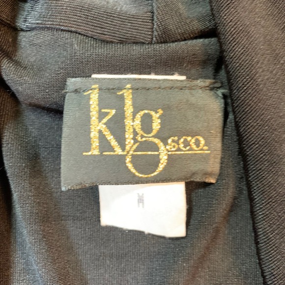 Y2K Glam‎ Cowl Neck Top M Black Rhinestones Vintage Stretch USA KLG & Co Travel - Picture 4 of 14